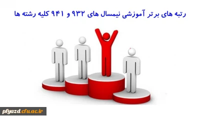 رتبه های برتر آموزشی نیمسال های 932 و 941 کلیه رشته ها