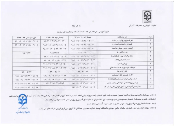 تقویم آموزشی سال تحصیلی 99-98 3